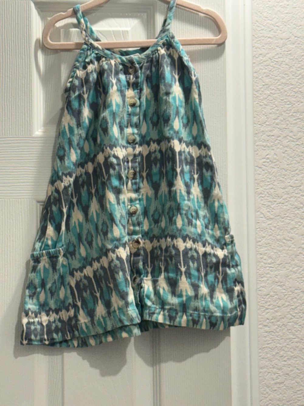 kate quinn Teal and Navy Ikat Button-Front Skater Skirt